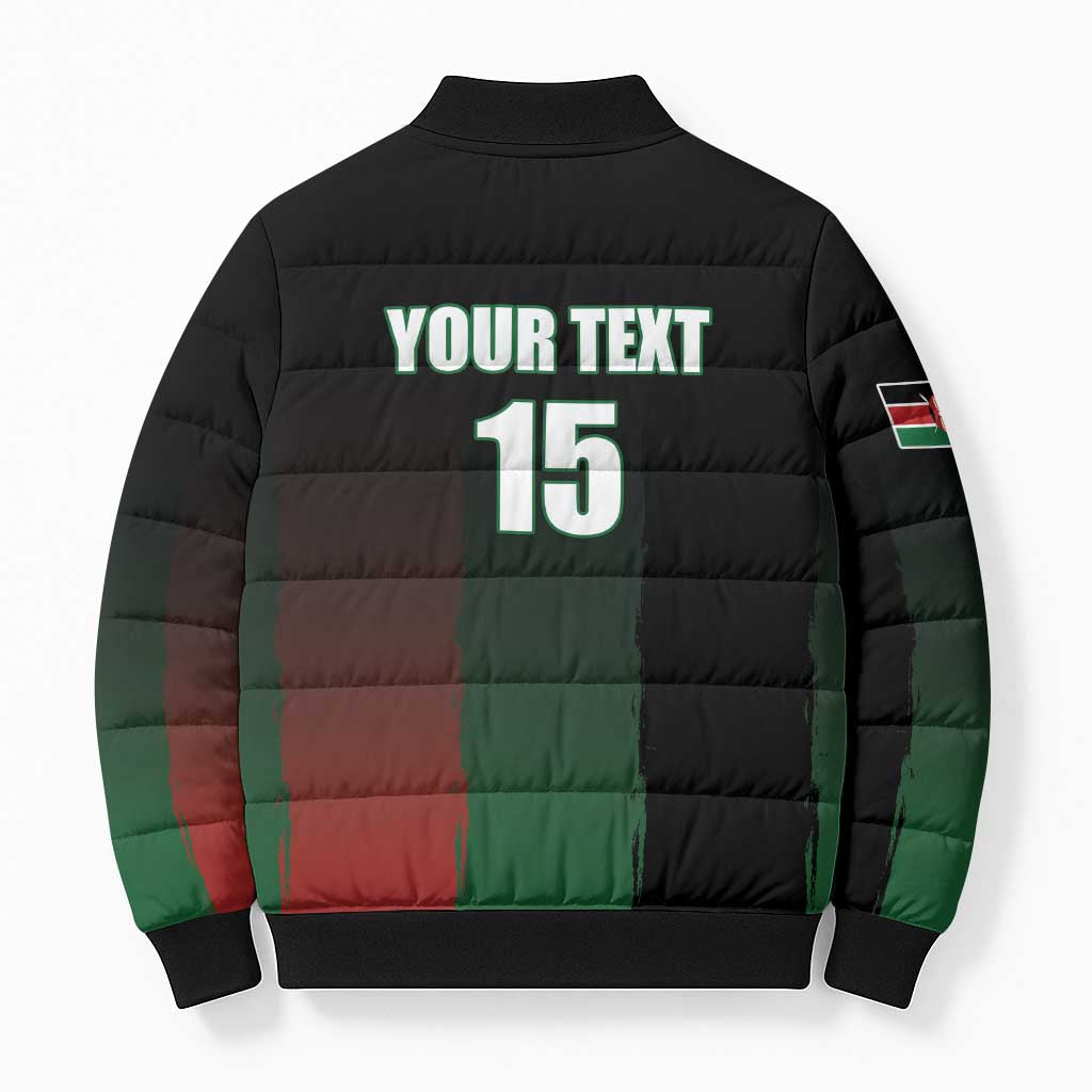 Custom Kenya Cricket Bomber Puffer Jacket Go Simbas Go