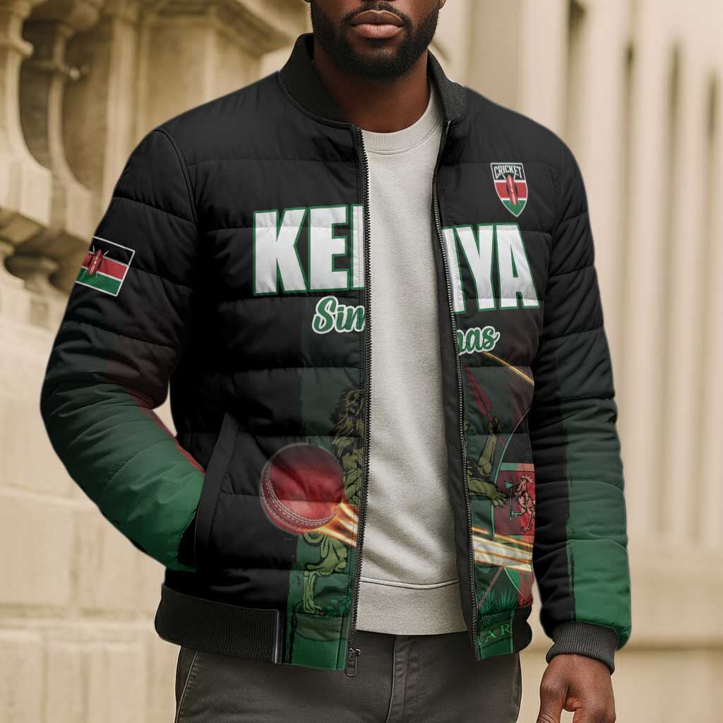 Custom Kenya Cricket Bomber Puffer Jacket Go Simbas Go