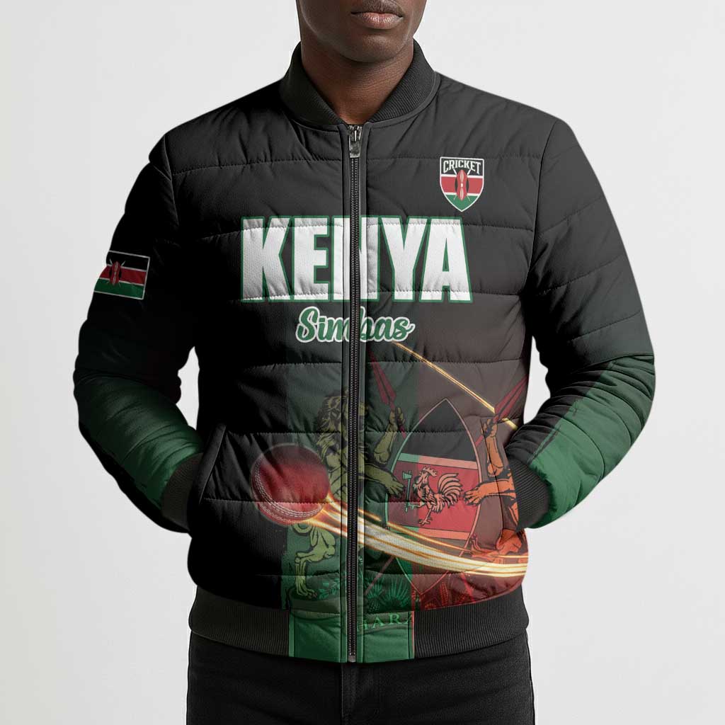 Custom Kenya Cricket Bomber Puffer Jacket Go Simbas Go