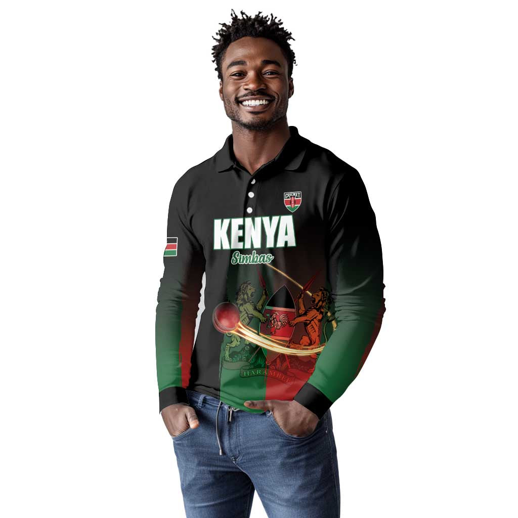 Custom Kenya Cricket Long Sleeve Polo Shirt Come On Simbas - African Pride