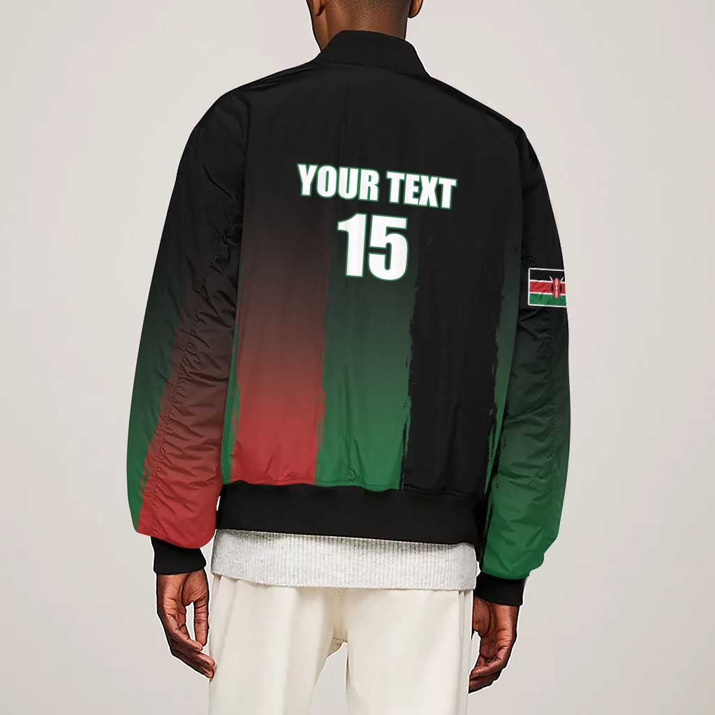 Custom Kenya Cricket Sleeve Zip Bomber Jacket Come On Simbas - African Pride