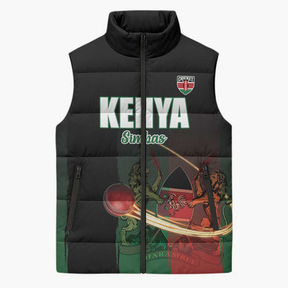 Custom Kenya Cricket Sleeveless Puffer Jacket Go Simbas Go