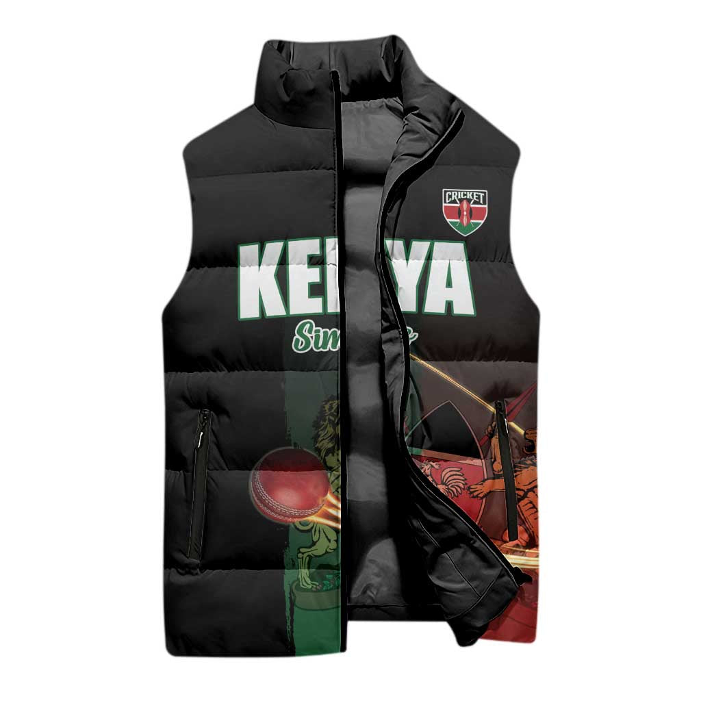 Custom Kenya Cricket Sleeveless Puffer Jacket Go Simbas Go