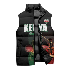 Custom Kenya Cricket Sleeveless Puffer Jacket Go Simbas Go