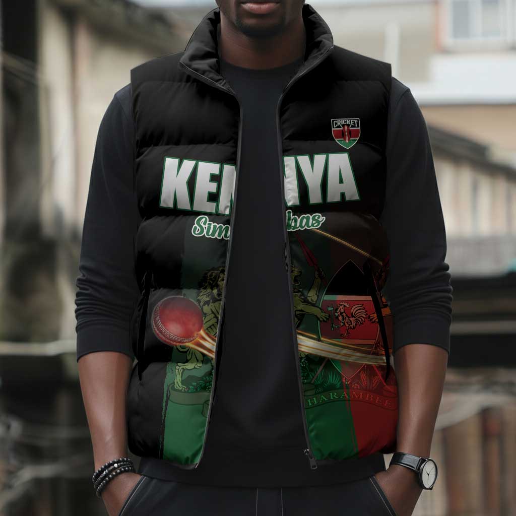 Custom Kenya Cricket Sleeveless Puffer Jacket Go Simbas Go