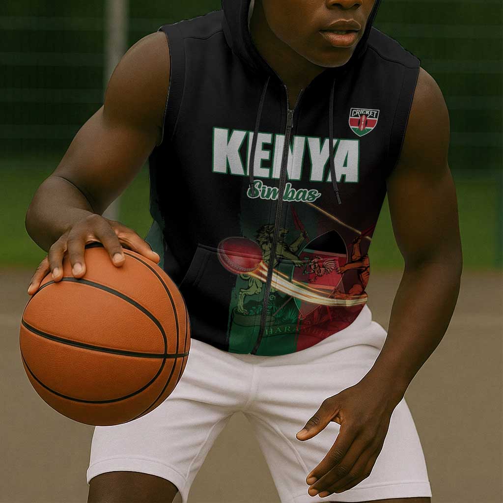Custom Kenya Cricket Sleeveless Zip Hoodie Come On Simbas - African Pride