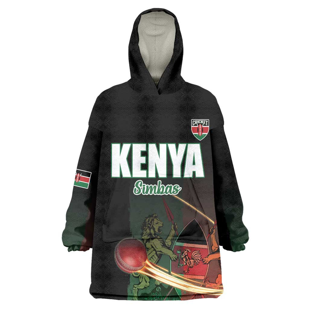 Custom Kenya Cricket Wearable Blanket Hoodie Come On Simbas - African Pride