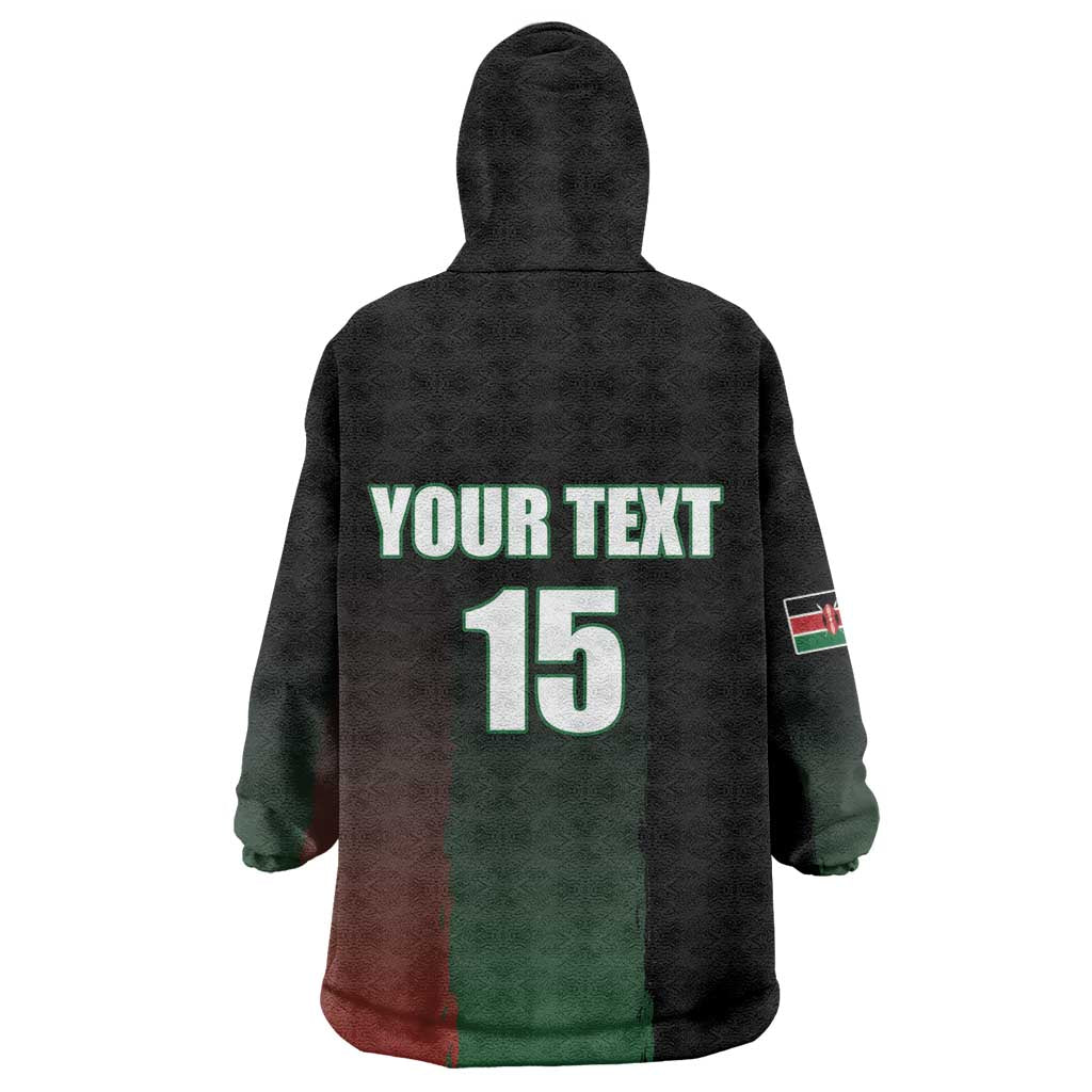 Custom Kenya Cricket Wearable Blanket Hoodie Come On Simbas - African Pride