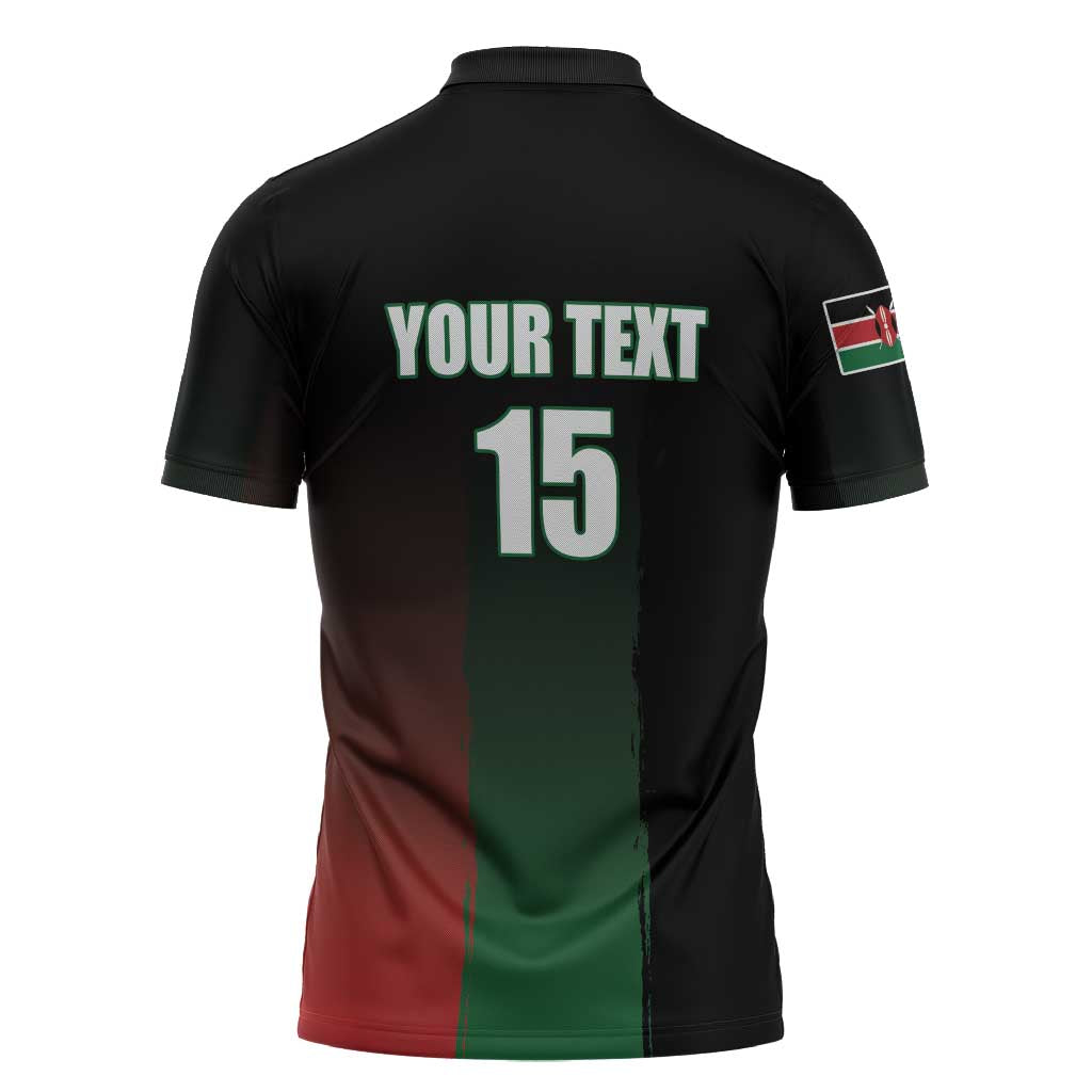 Custom Kenya Cricket Zipper Polo Shirt Go Simbas Go