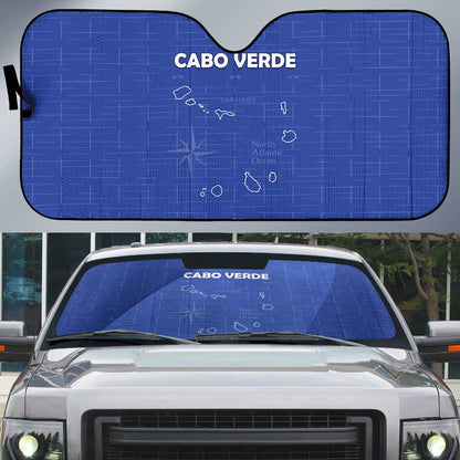 Cape Verde Football Auto Sun Shade Come On Tubaroes Azuis - Blue