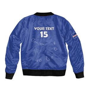 Custom Cabo Verde Football Bomber Jacket Go Tubaroes Azuis Go - Blue - African Pride