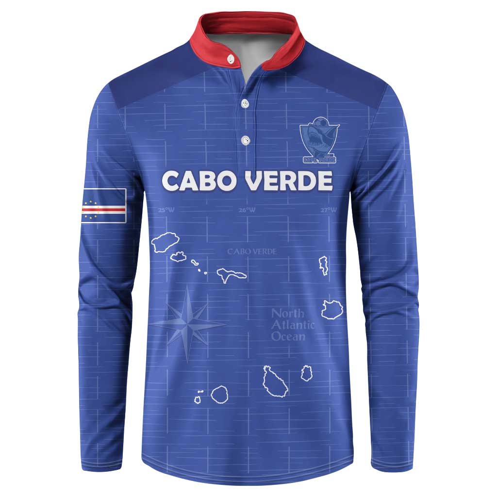 Custom Cape Verde Football Button Sweatshirt Come On Tubaroes Azuis - Blue