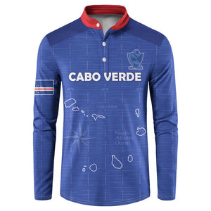 Custom Cape Verde Football Button Sweatshirt Come On Tubaroes Azuis - Blue