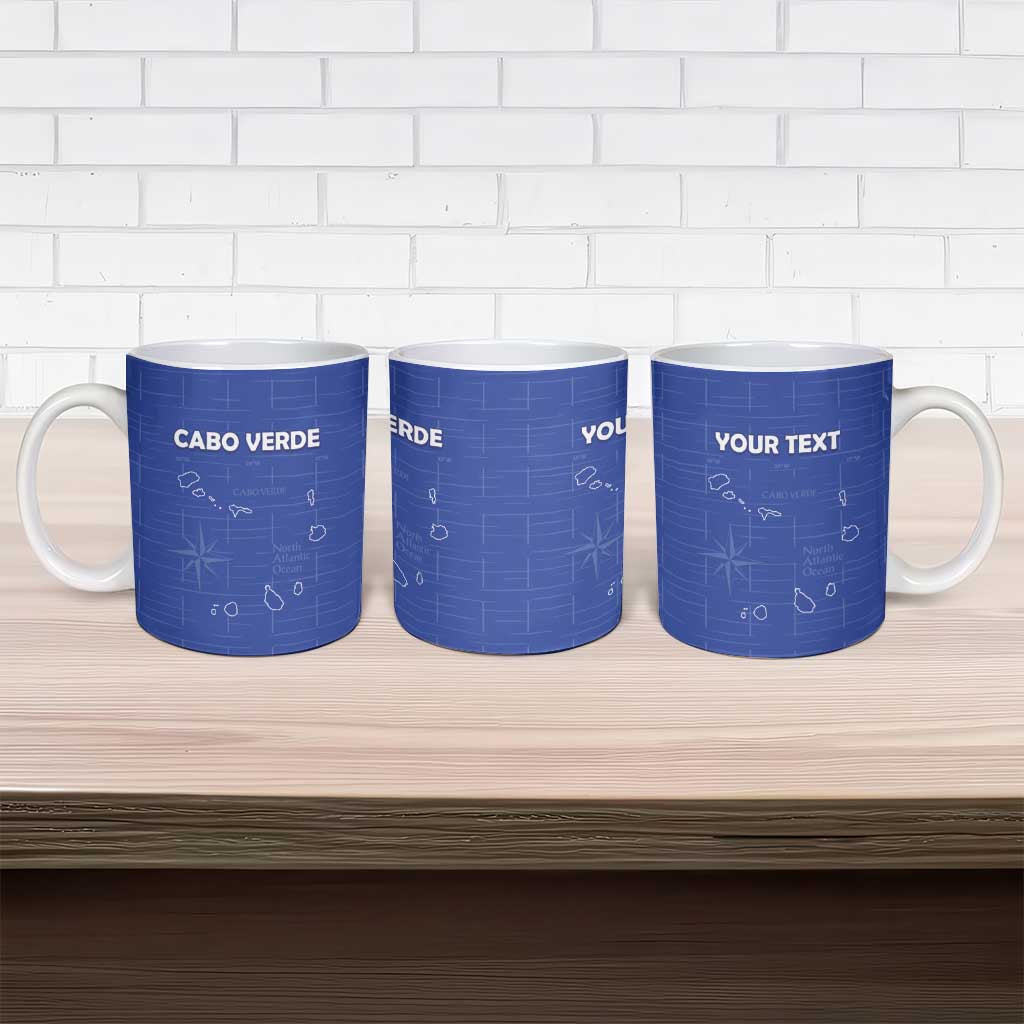 Custom Cape Verde Football Ceramic Mug Come On Tubaroes Azuis - Blue