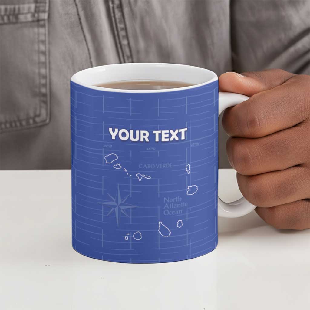 Custom Cape Verde Football Ceramic Mug Come On Tubaroes Azuis - Blue
