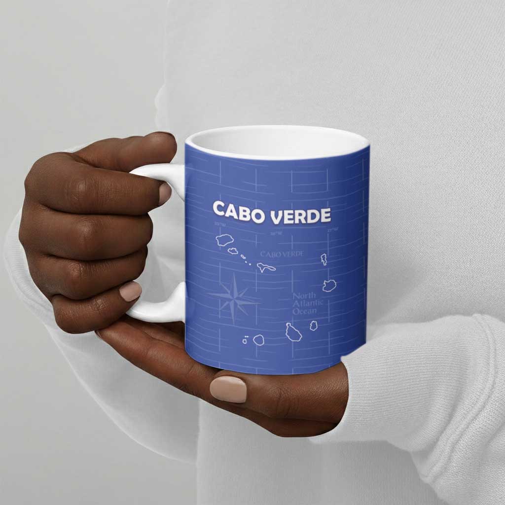 Custom Cape Verde Football Ceramic Mug Come On Tubaroes Azuis - Blue