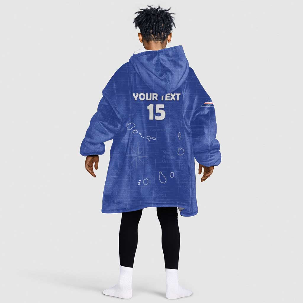 Custom Cabo Verde Football Kid Wearable Blanket Hoodie Go Tubaroes Azuis Go - Blue - African Pride