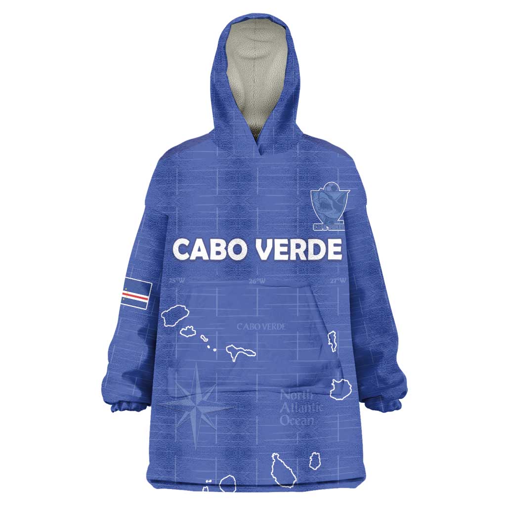 Custom Cabo Verde Football Kid Wearable Blanket Hoodie Go Tubaroes Azuis Go - Blue - African Pride