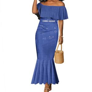 Custom Cabo Verde Football Mermaid Dress Go Tubaroes Azuis Go - Blue - African Pride