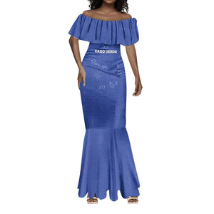 Custom Cabo Verde Football Mermaid Dress Go Tubaroes Azuis Go - Blue - African Pride