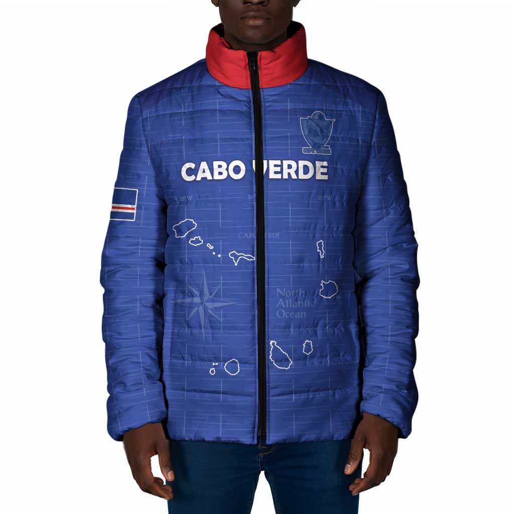 Custom Cape Verde Football Padded Jacket Come On Tubaroes Azuis - Blue