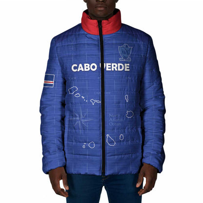 Custom Cape Verde Football Padded Jacket Come On Tubaroes Azuis - Blue
