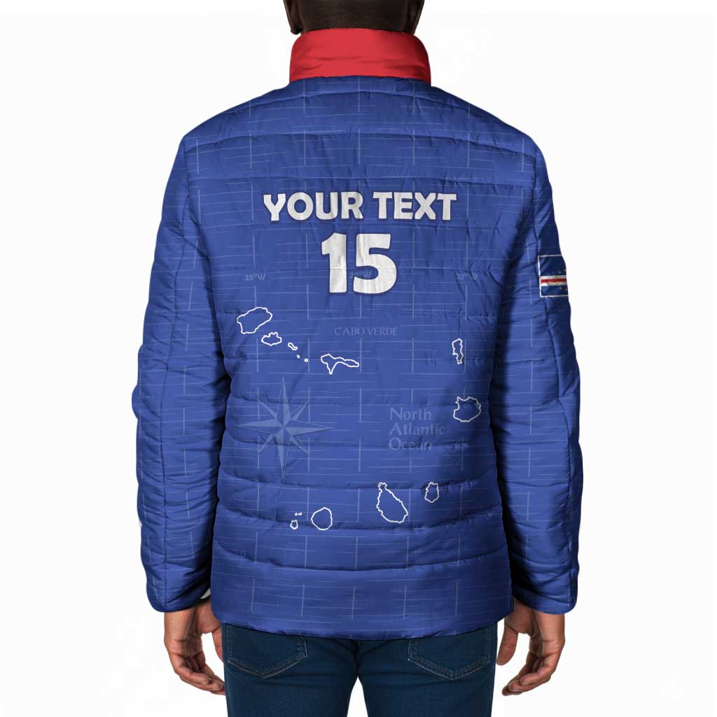 Custom Cape Verde Football Padded Jacket Come On Tubaroes Azuis - Blue
