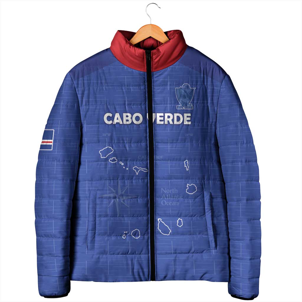 Custom Cape Verde Football Padded Jacket Come On Tubaroes Azuis - Blue