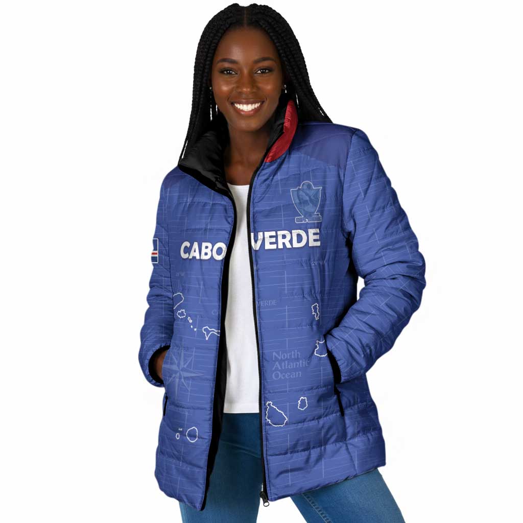 Custom Cape Verde Football Padded Jacket Come On Tubaroes Azuis - Blue