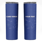 Custom Cabo Verde Football Skinny Tumbler Go Tubaroes Azuis Go - Blue - African Pride
