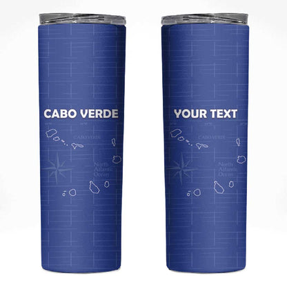 Custom Cabo Verde Football Skinny Tumbler Go Tubaroes Azuis Go - Blue - African Pride