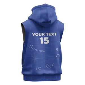 Custom Cabo Verde Football Sleeveless Hoodie Go Tubaroes Azuis Go - Blue - African Pride