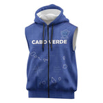 Custom Cabo Verde Football Sleeveless Zip Hoodie Go Tubaroes Azuis Go - Blue - African Pride