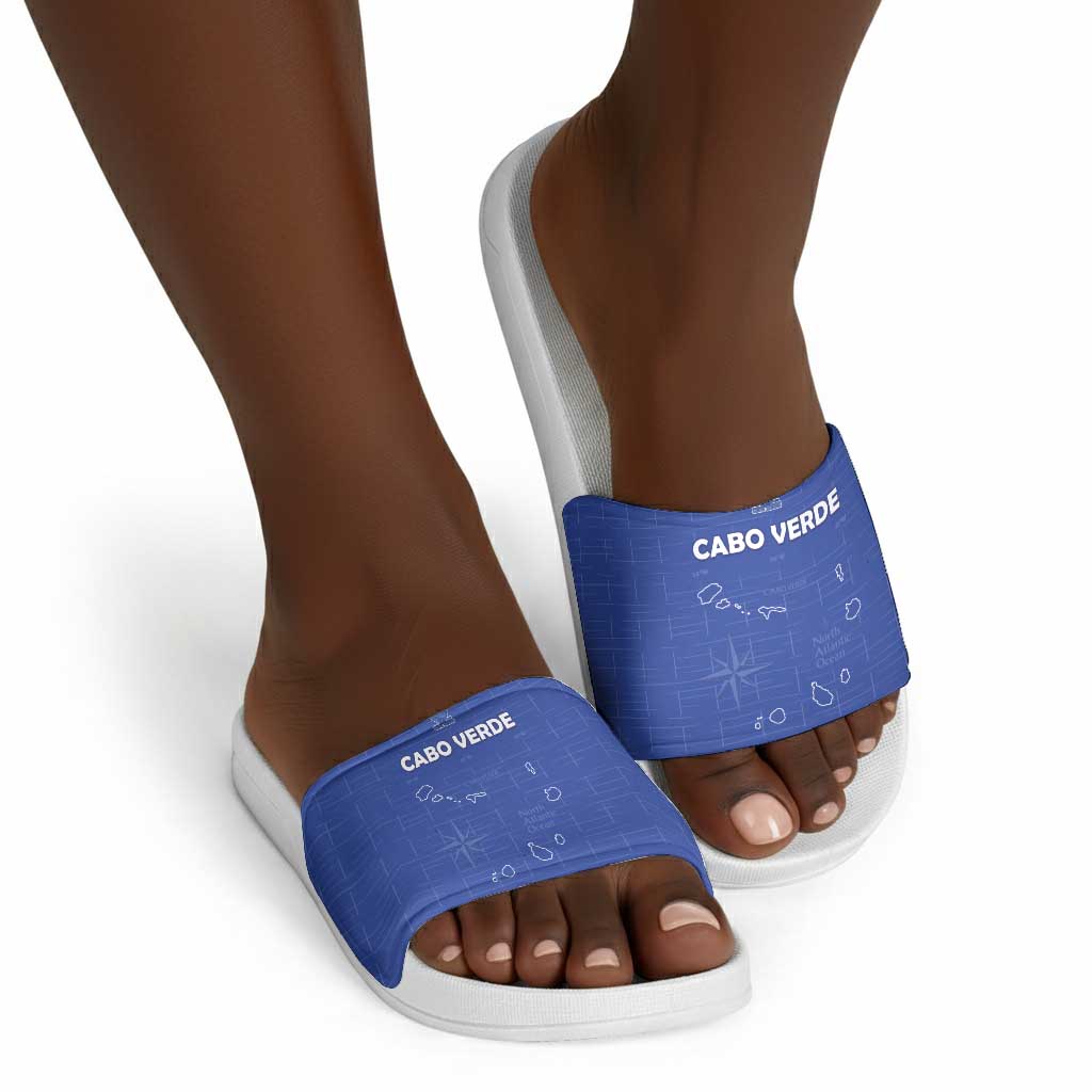 Cape Verde Football Slide Sandals Come On Tubaroes Azuis - Blue