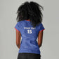 Custom Cabo Verde Football Women V-Neck T-Shirt Go Tubaroes Azuis Go - Blue - African Pride
