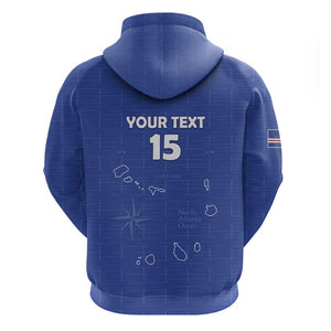 Custom Cabo Verde Football Zip Hoodie Go Tubaroes Azuis Go - Blue - African Pride