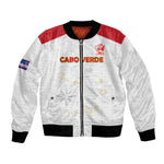 Custom Cabo Verde Football Bomber Jacket Go Tubaroes Azuis Go - White - African Pride