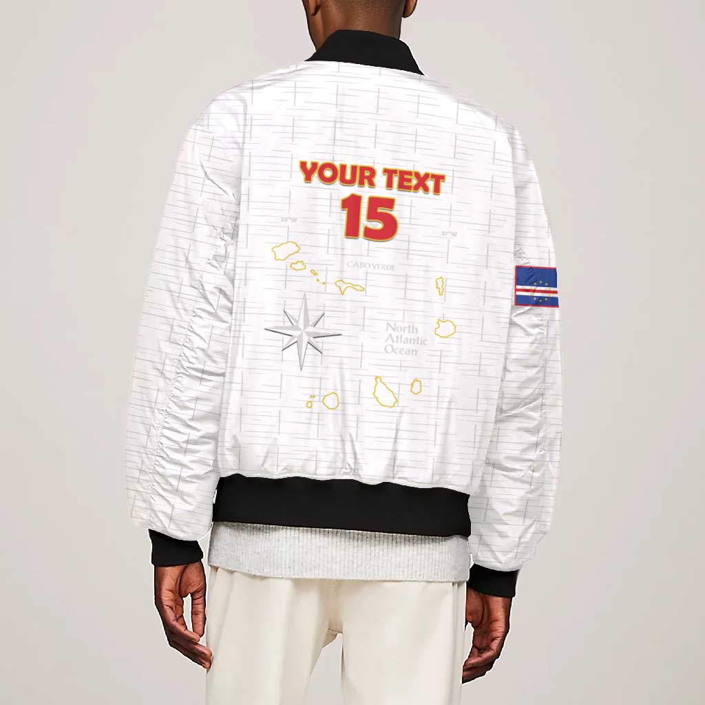 Custom Cabo Verde Football Bomber Jacket Go Tubaroes Azuis Go - White - African Pride