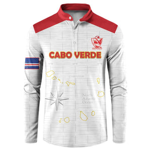Custom Cape Verde Football Button Sweatshirt Come On Tubaroes Azuis - White