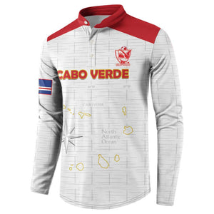 Custom Cape Verde Football Button Sweatshirt Come On Tubaroes Azuis - White