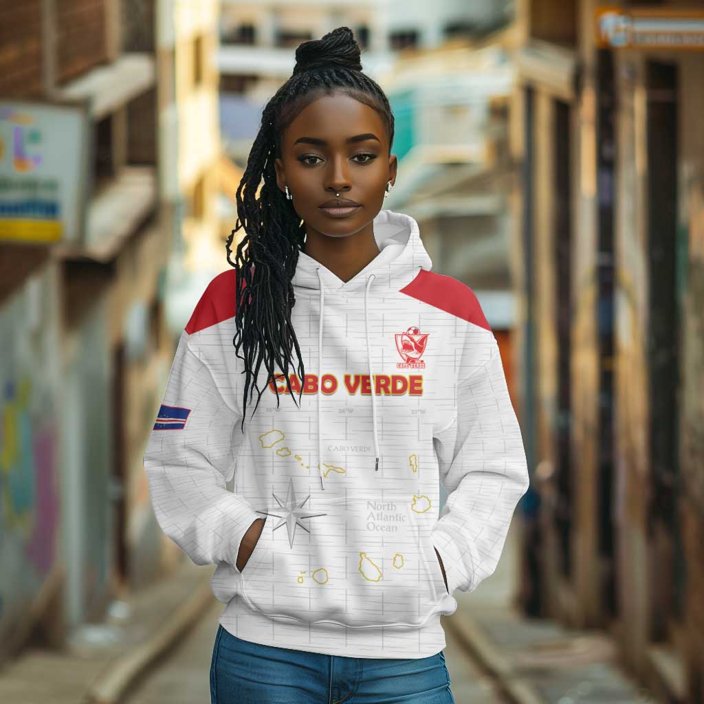 Custom Cabo Verde Football Hoodie Go Tubaroes Azuis Go - White - African Pride