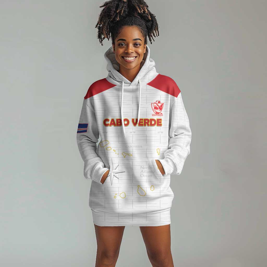 Custom Cabo Verde Football Hoodie Dress Go Tubaroes Azuis Go - White - African Pride