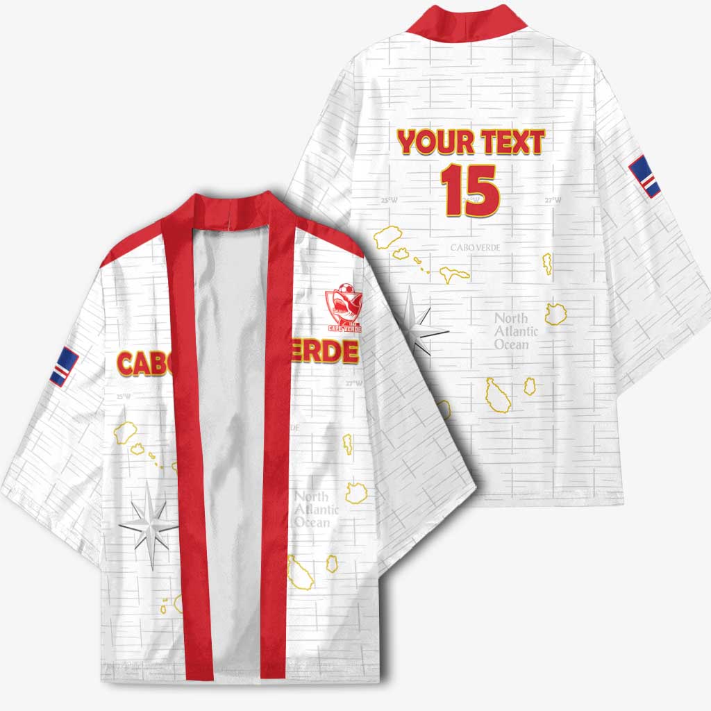 Custom Cape Verde Football Kimono Come On Tubaroes Azuis - White