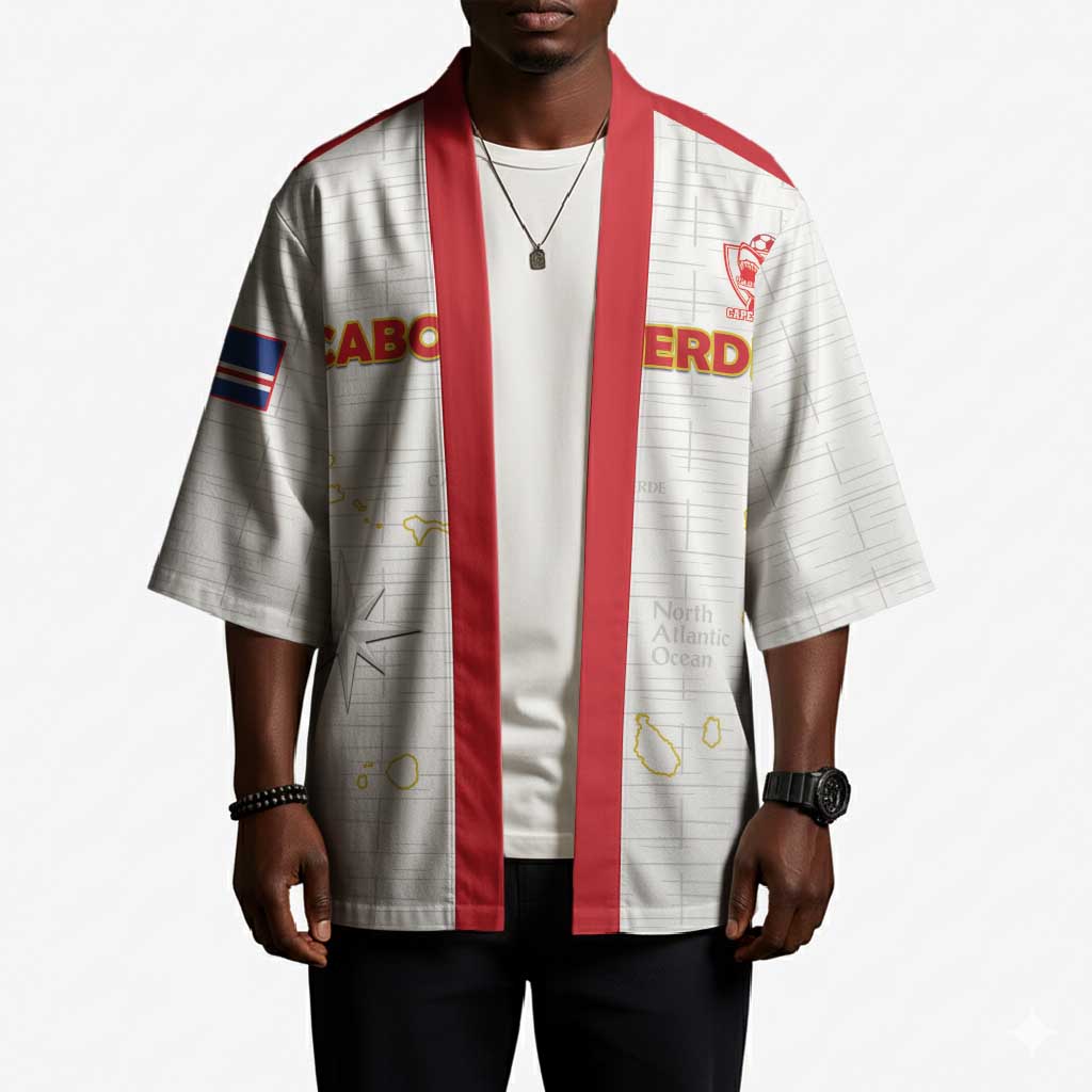 Custom Cape Verde Football Kimono Come On Tubaroes Azuis - White