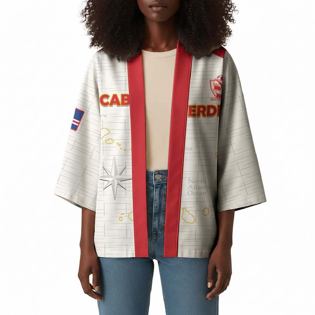 Custom Cape Verde Football Kimono Come On Tubaroes Azuis - White