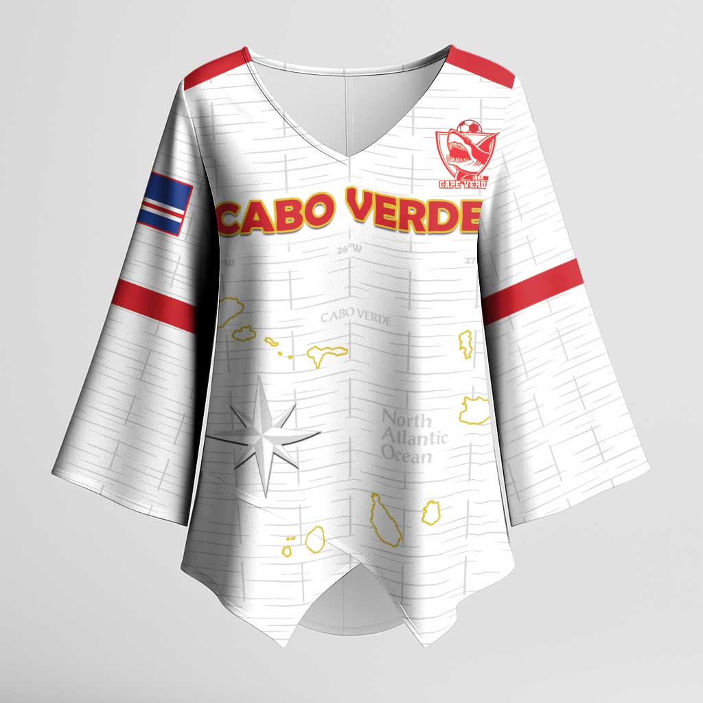 Custom Cape Verde Football Kimono Sleeve Blouse Come On Tubaroes Azuis - White