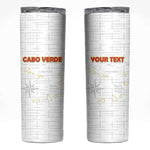 Custom Cabo Verde Football Skinny Tumbler Go Tubaroes Azuis Go - White - African Pride