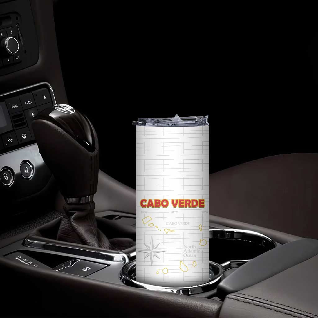 Custom Cabo Verde Football Skinny Tumbler Go Tubaroes Azuis Go - White - African Pride