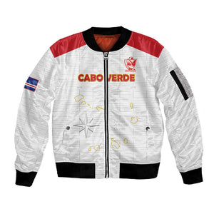Custom Cabo Verde Football Sleeve Zip Bomber Jacket Go Tubaroes Azuis Go - White - African Pride