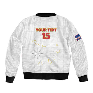 Custom Cabo Verde Football Sleeve Zip Bomber Jacket Go Tubaroes Azuis Go - White - African Pride